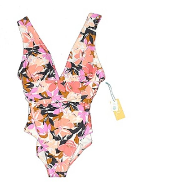 ☀️NWT High Coverage One Piece Pink Floral Swimsuit - Medium - Picture 10 of 11